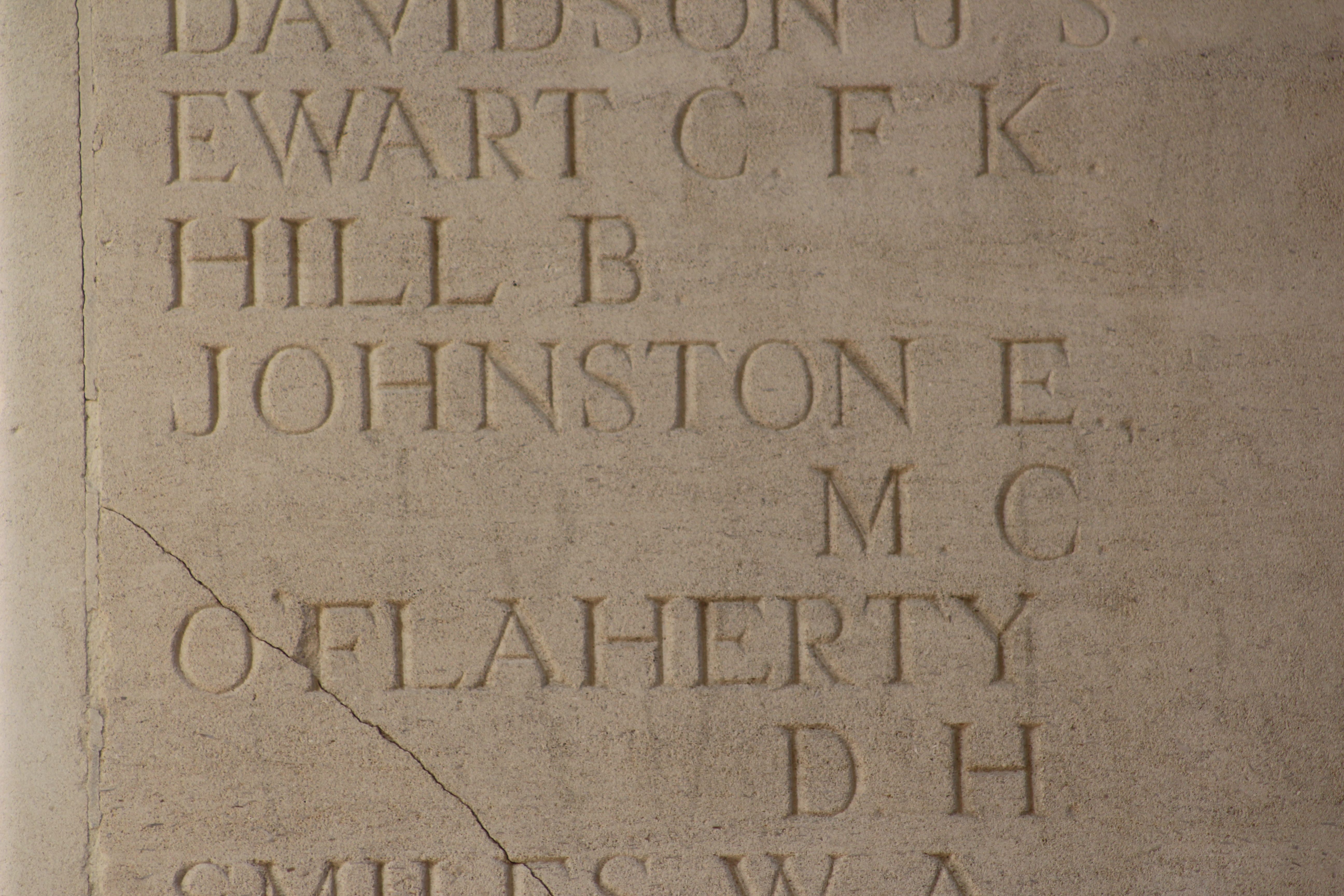 Elliott's name on the Thiepval memorial to the missing 