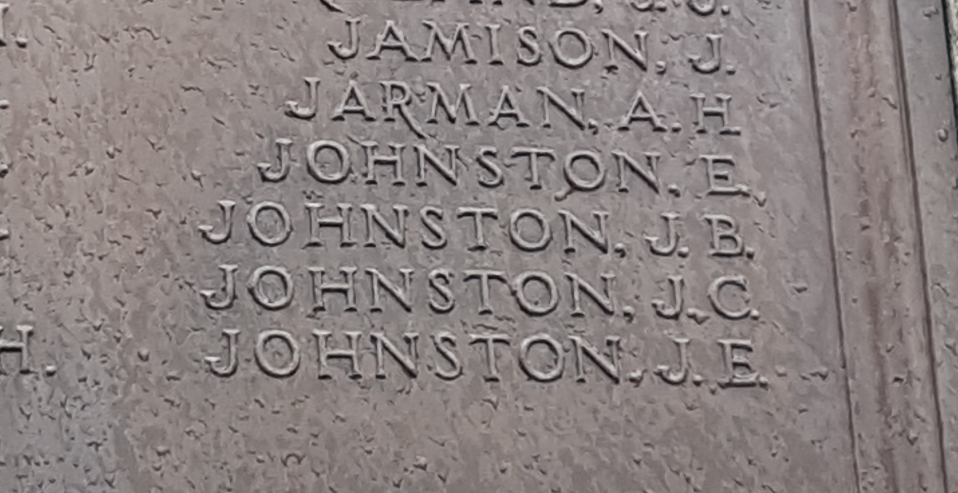 Elliott's name on the QUB war memorial